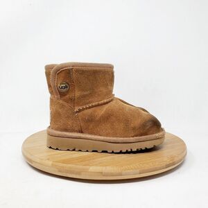 UGG Boots Kids 7 Jona Brown Suede Shearling Winter Shoe Little Girl Toddler WORN